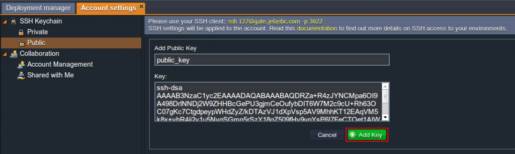 upload ssh key to server